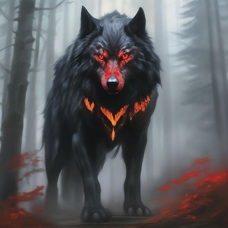 Волк с красным