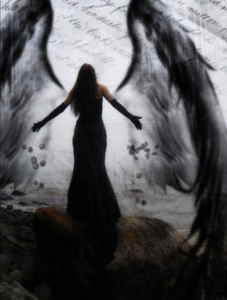 Девушка с черными крыльями