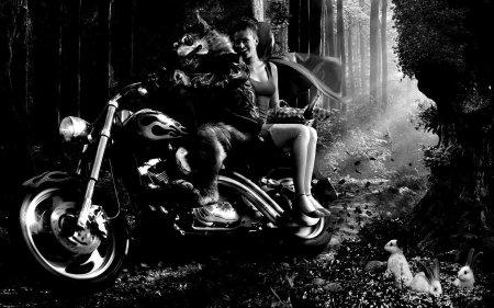 Волк байкер и красная шапочка