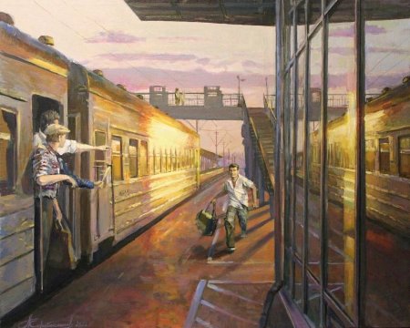Поезда, вокзалы в живописи