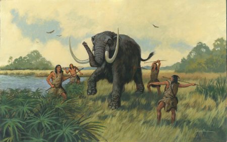 Древние люди охотились на Мамонтов