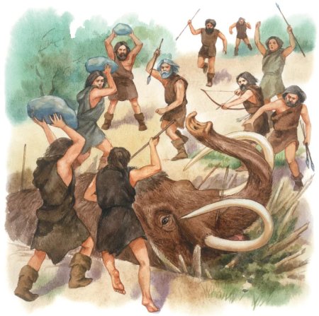 Охота на Мамонтов первобытных людей
