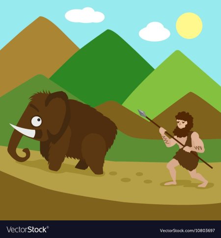 Мамонт и первобытный человек