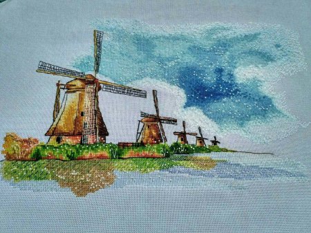 Вышивка мельница
