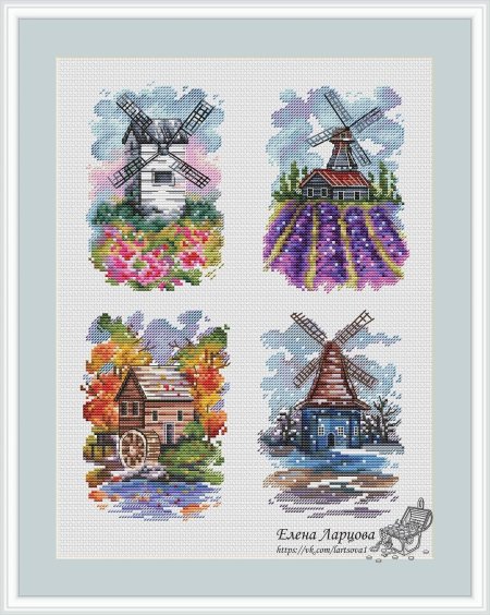 Вышивка крестиком мельница