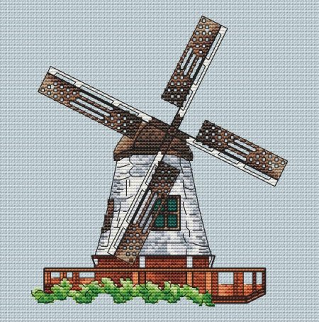 Вышивка крестиком мельница