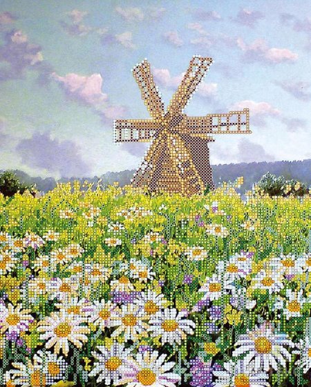Вышивка ветряная мельница