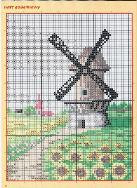 Вышивка мельница