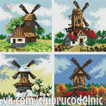 Вышивка мельница