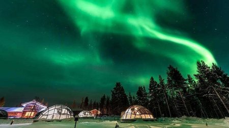 Северное полярное сияние в Финляндии