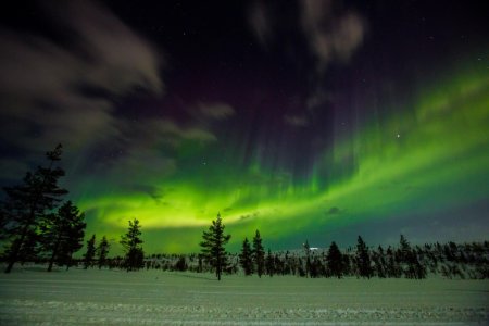 Северное полярное сияние в Финляндии