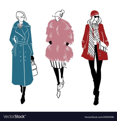 Фэшн иллюстрация зимнее пальто