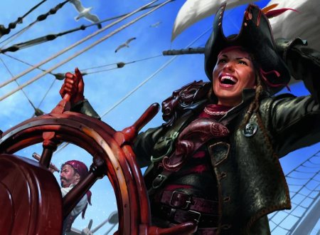 Капитан Джек Воробей за штурвалом