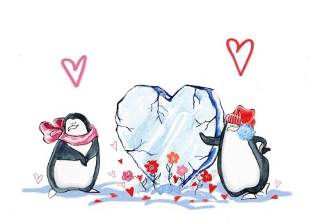 Валентинки акварелью