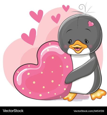 Милые пингвины с сердечком