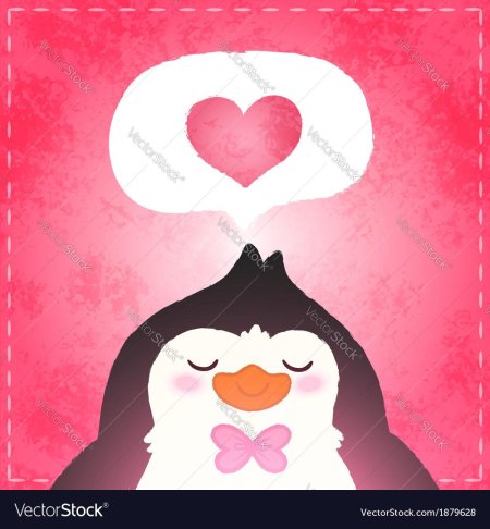 Валентинка с пингвином