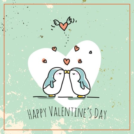 Валентинка с пингвином