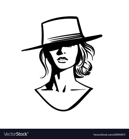 Девушка в шляпе рисунок
