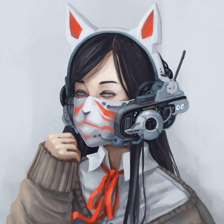 Маска Кицунэ киберпанк