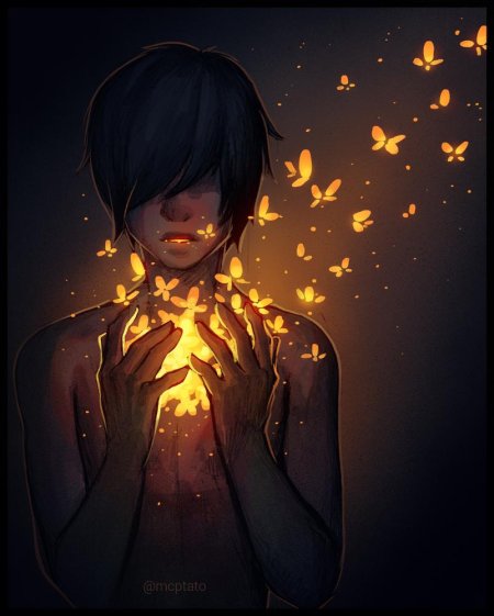 Девушка с горящим сердцем