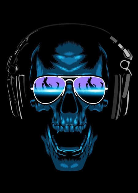 Череп с наушниками