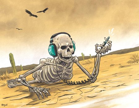 Скелет в наушниках