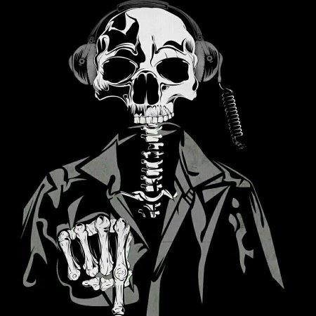 Скелет в наушниках