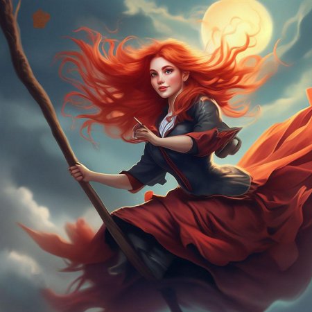 Рыжая ведьма на метле