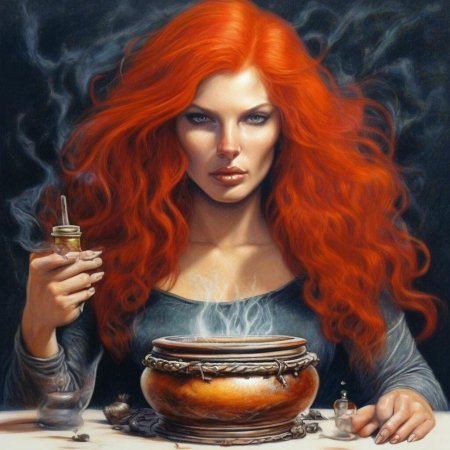 Ведьма варит зелье