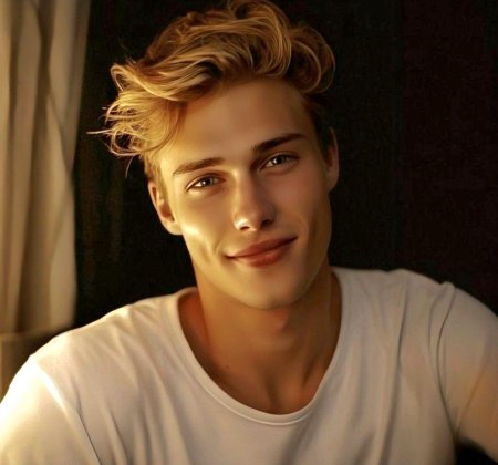 Парень блондин с голубыми глазами