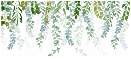 Зеленая ветка на прозрачном фоне