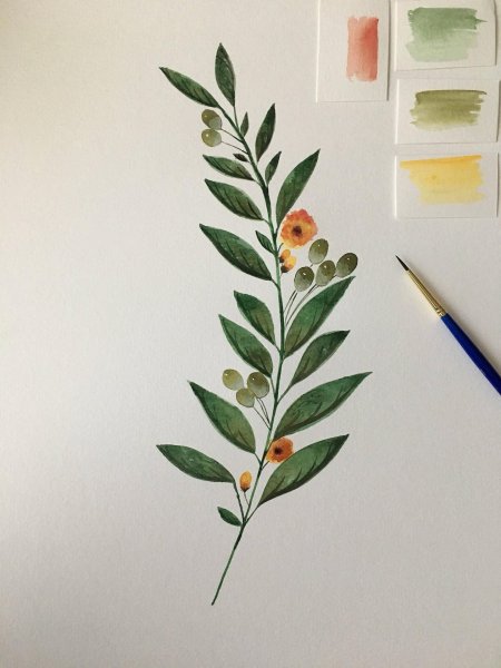 Акварельные веточки