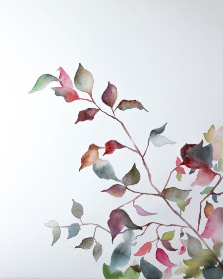 Ветка дерева акварель