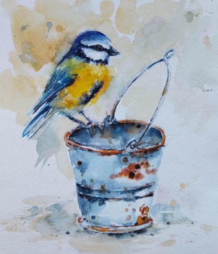 Рисовать графику синичку на руке