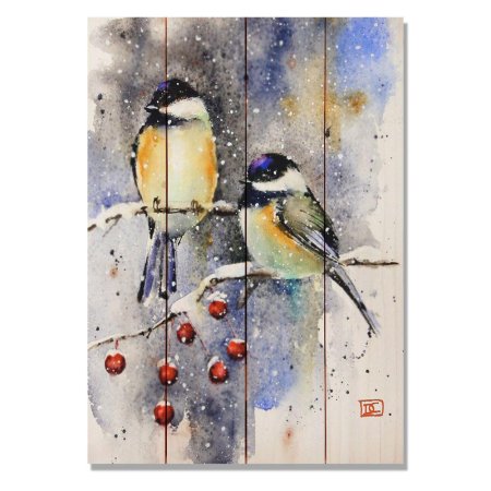 Зимние птицы акварель