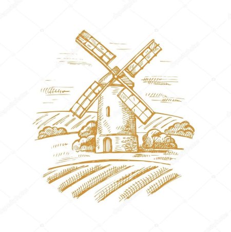 Миконос мельница вектор