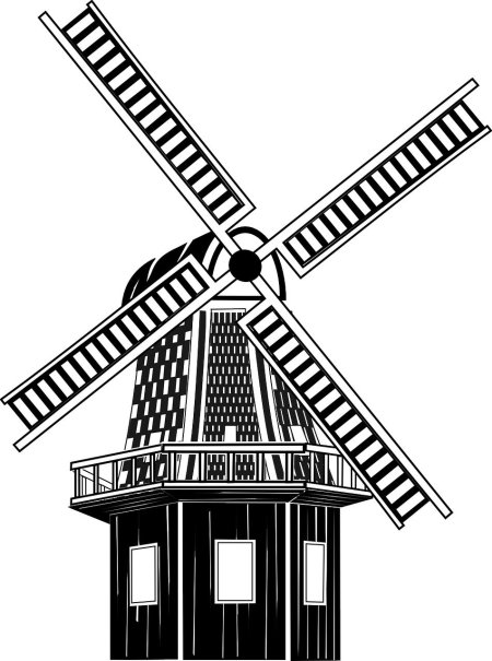 Миконос мельница вектор