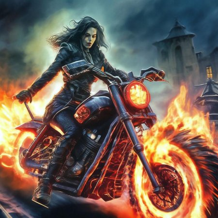 Едет на мотоцикле