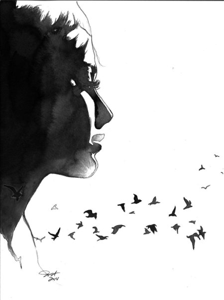 Одинокая птица арт