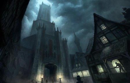 Средневековый город ночью