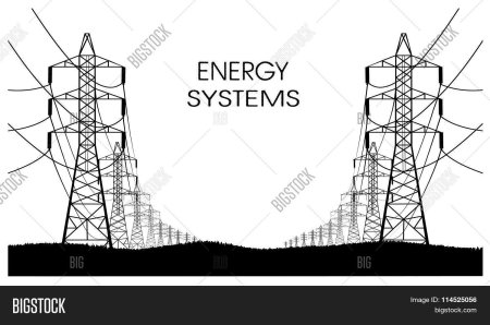 Линии электропередач на белом фоне