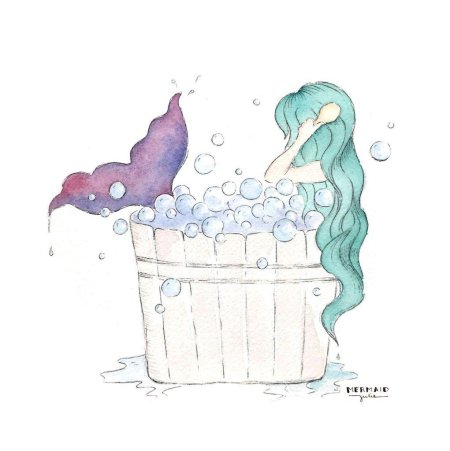 Русалка акварель