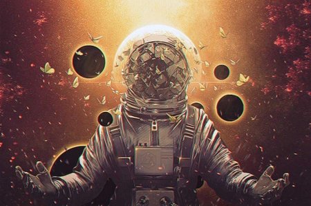 Космонавт в космосе