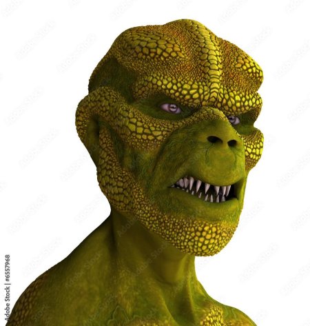 Рептилоид на белом фоне