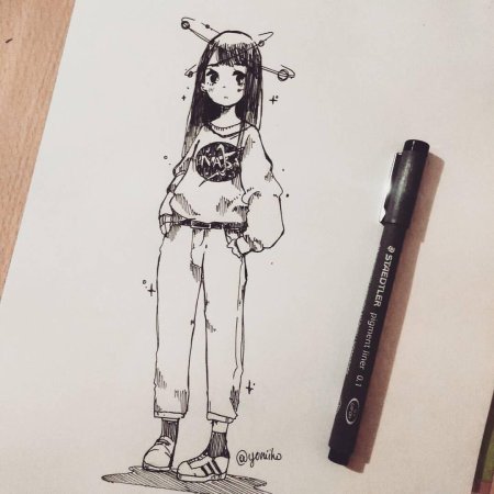 Рисунки для скетчбука лёгкие аниме