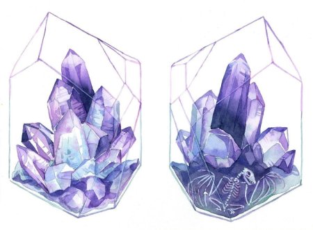 Кристаллы акварелью