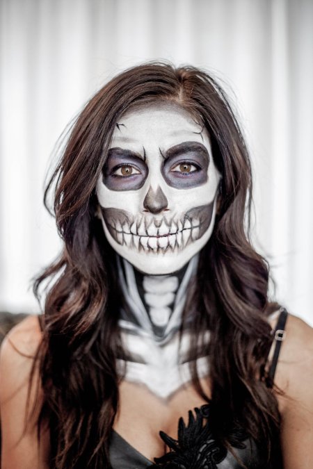 Мейкап скелета на Хэллоуин
