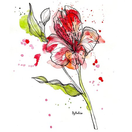 Скетч цветы акварель