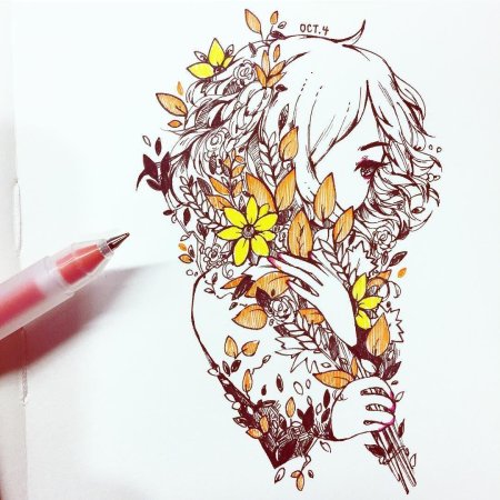 Арт скетч цветы