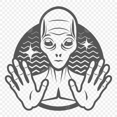 Значок инопланетянка в венке